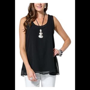 WynneLayers Chiffon Tank Top Black - Regular